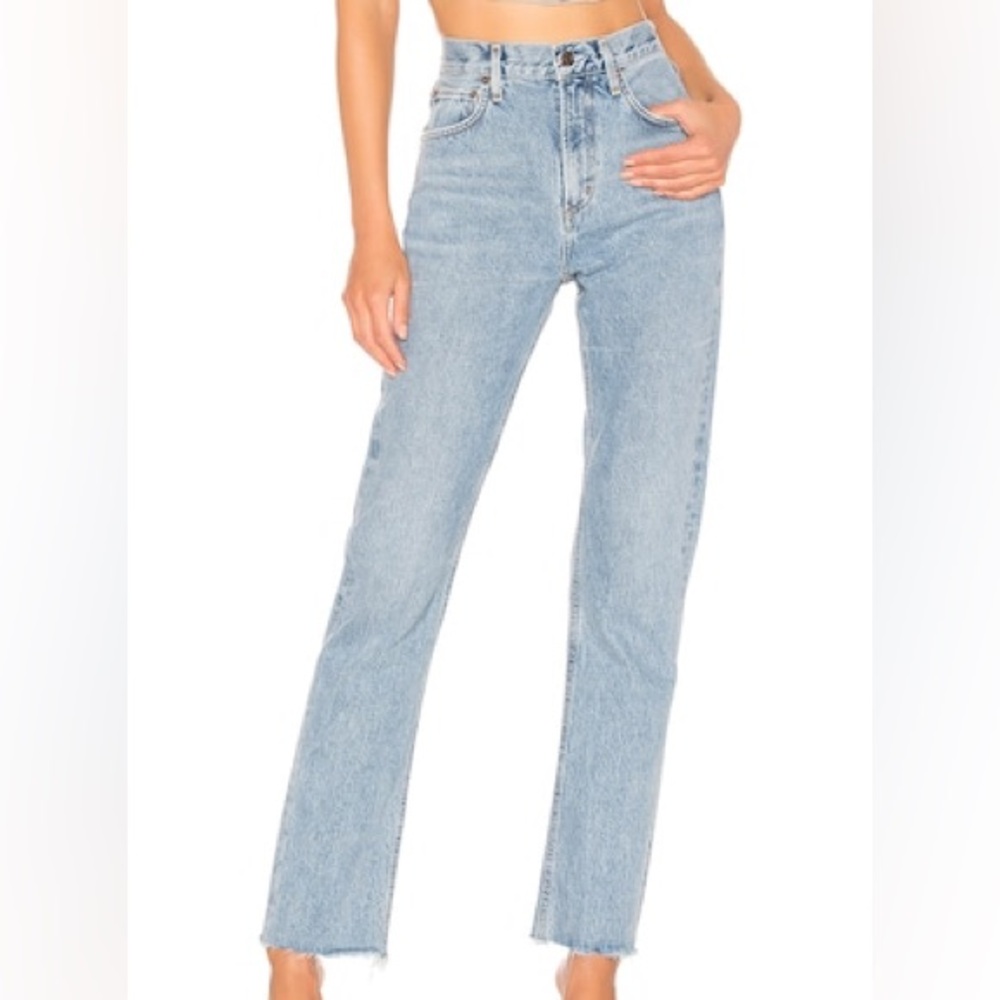Agolde Cherie High Rise Straight Jeans in Merit Light Wash Denims Jeans Size 26